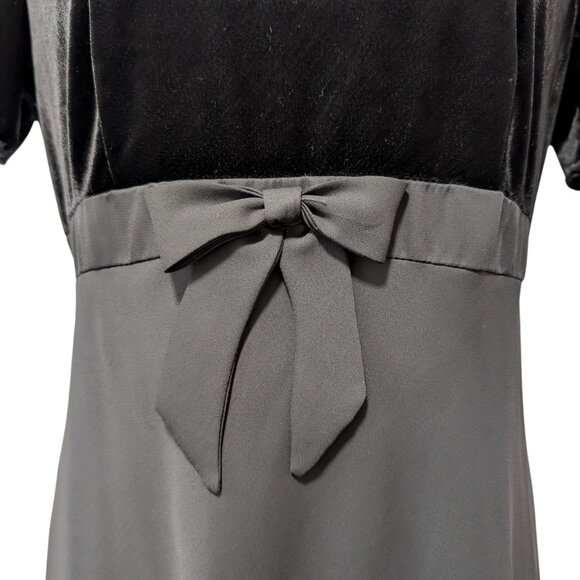 Vintage Molly Malloy Evening Women Sz 10 Black Velvet Chiffon Bow Cocktail Dress - Picture 5 of 8